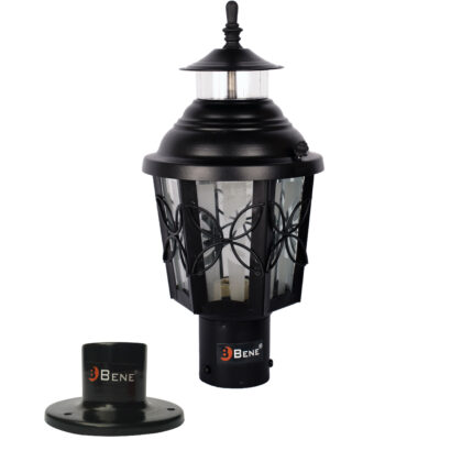 BENE Garden Light Lily 15 cm & Base Stand (Black, Pack of 1 Pc)