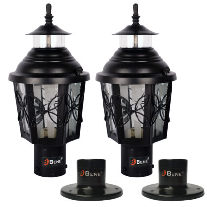 BENE Garden Light Lily 15 cm with Base Stand (Black, Pack of 2 Pc)