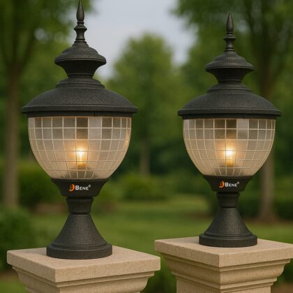 BENE Garden Light Giza 18.5 cm (Clear, Black, Pack of 2 Pc)