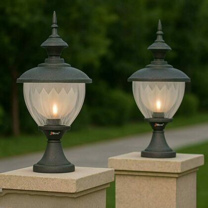 BENE Garden Light Lois 18.5 cm (Clear, Black, Pack of 2 Pc)