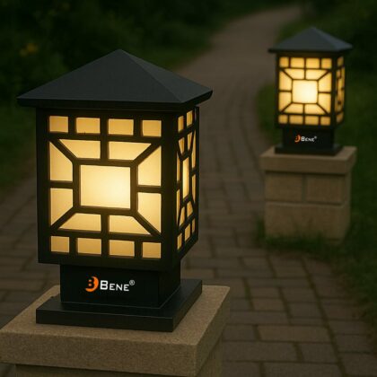 BENE Garden Light Milano 20 cm (Frost, Black, Pack of 2 Pc)