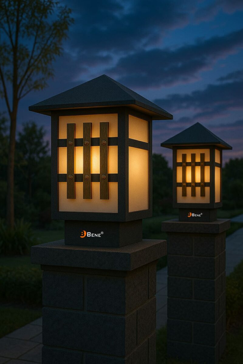 BENE Garden Light Morte 18 cm (Frost, Black, Pack of 2 Pc)