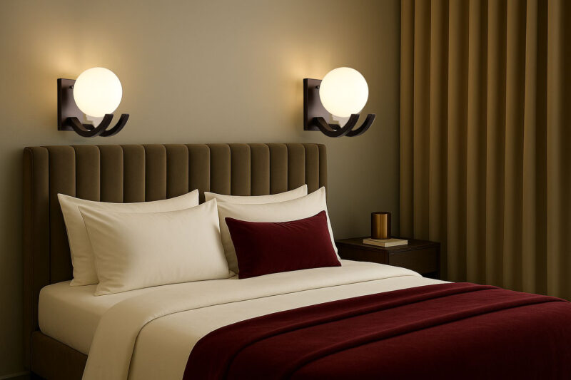 BENE Dallas Wall Light 14 cm, (Wood, Pack of 2 Pc)