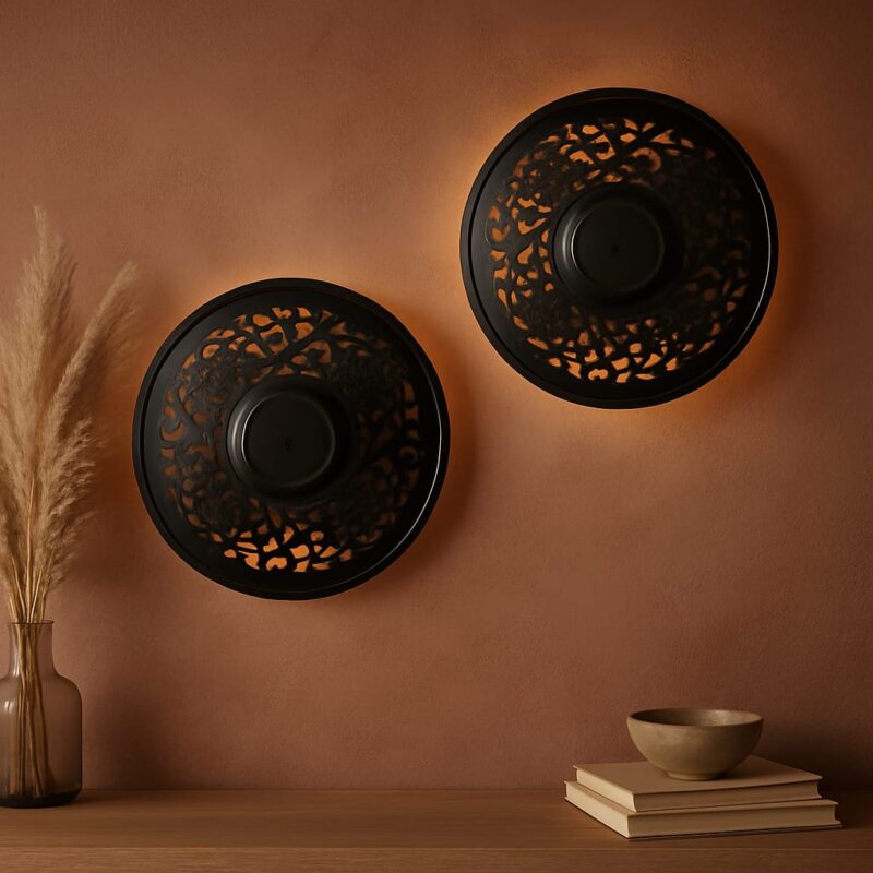 BENE Akron Wall Lamp 36 cm, (SS, Black, Pack of 2 Pc)