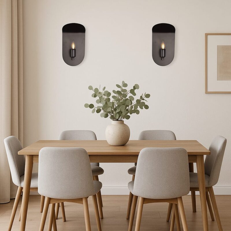 BENE Alabama Wall Lamp 35 cm, (MS, Black, Pack of 2 Pc)