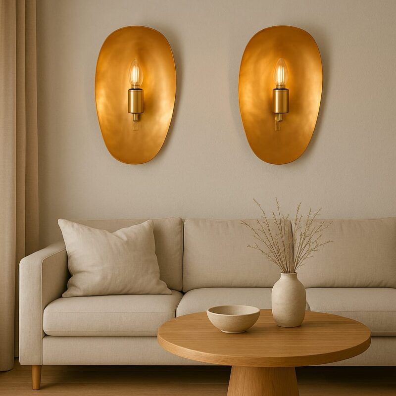 BENE Apia Wall Lamp 36 cm, (MS, Golden, Pack of 2 Pc)