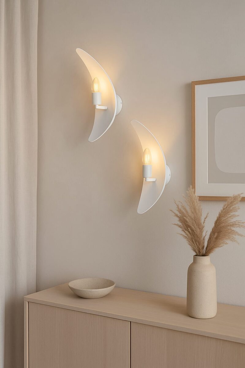 BENE Apia Wall Lamp 36 cm, (MS, White, Pack of 2 Pc)