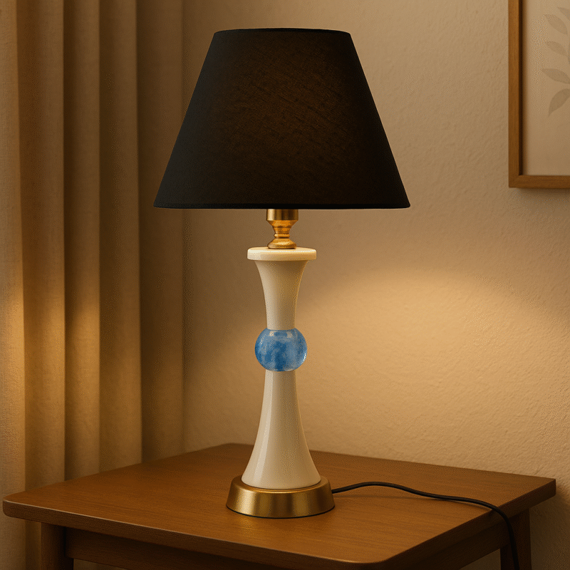BENE Arizone Table Lamp MS 49 cm, (Cream, Gold Pack of 1 Pc)