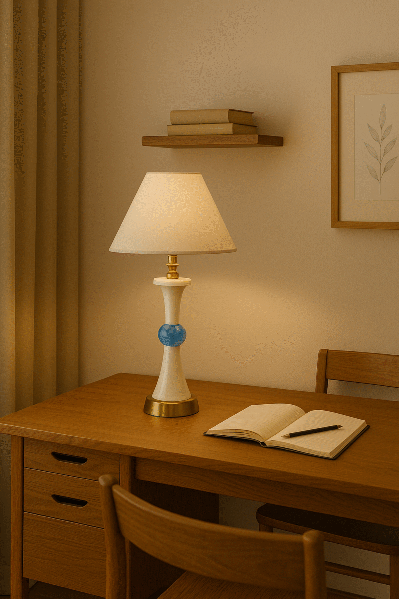 BENE Arizone Table Lamp MS 49 cm, (Cream, Gold Pack of 1 Pc)
