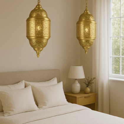 BENE Arris Pendant Lamp MS 20 cm, (Golden, Pack of 2 Pc)