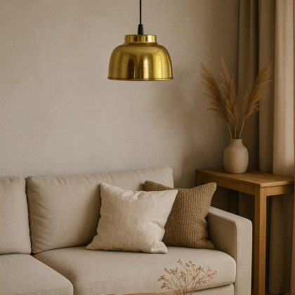 BENE Baku Pendant Lamp MS 21 cm, (Golden, Pack of 1 Pc)