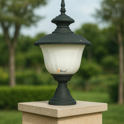 BENE Garden Light Caen 22 cm (Milky, Black, Pack of 1 Pc)