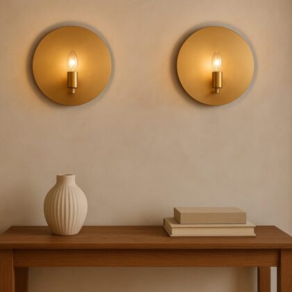 BENE Bonn Wall Lamp 36 cm, (MS, Golden, Pack of 2 Pc)