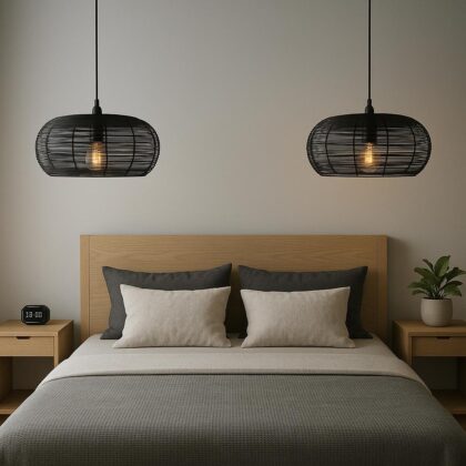 BENE Cali Pendant Lamp MS 29 cm, (Black, Pack of 2 Pc)