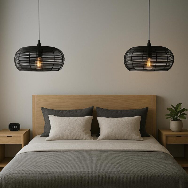 BENE Cali Pendant Lamp MS 29 cm, (Black, Pack of 2 Pc)