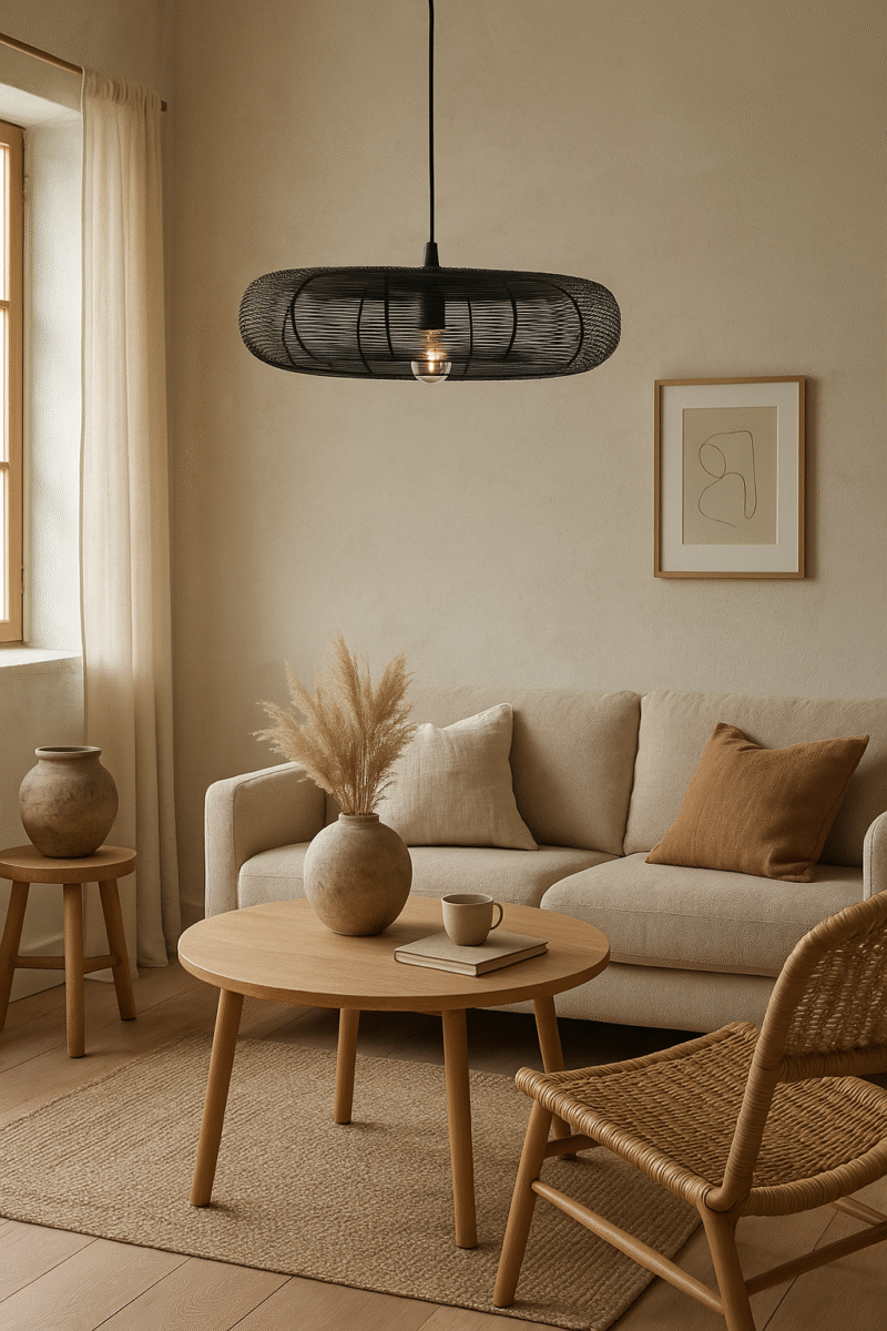 BENE Cali Pendant Lamp MS 41 cm, (Black, Pack of 1 Pc)