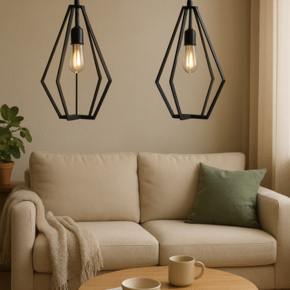 BENE Dijon Pendant Lamp MS 19 cm, (Black, Pack of 2 Pc)