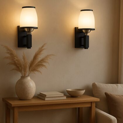 BENE Ennis Wall Lamp 12 cm, (Wood, Pack of 2 Pc)