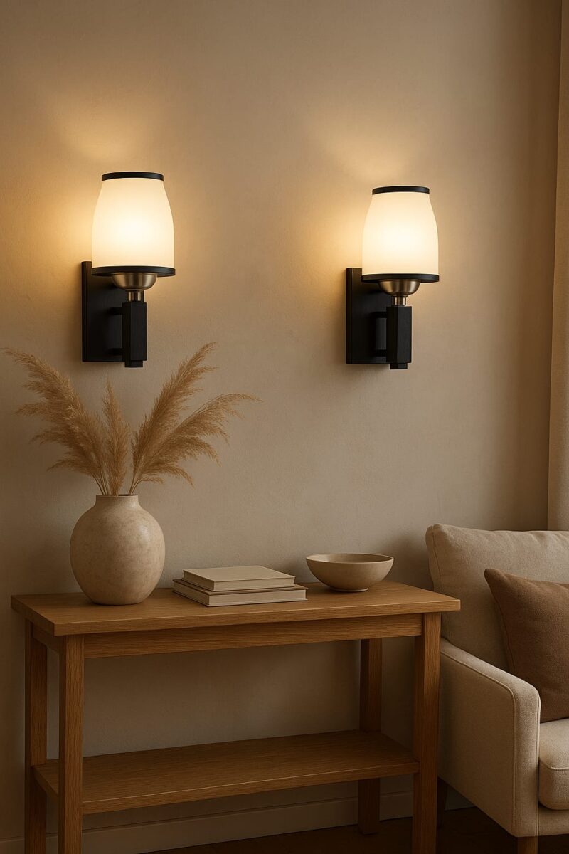 BENE Ennis Wall Lamp 12 cm, (Wood, Pack of 2 Pc)