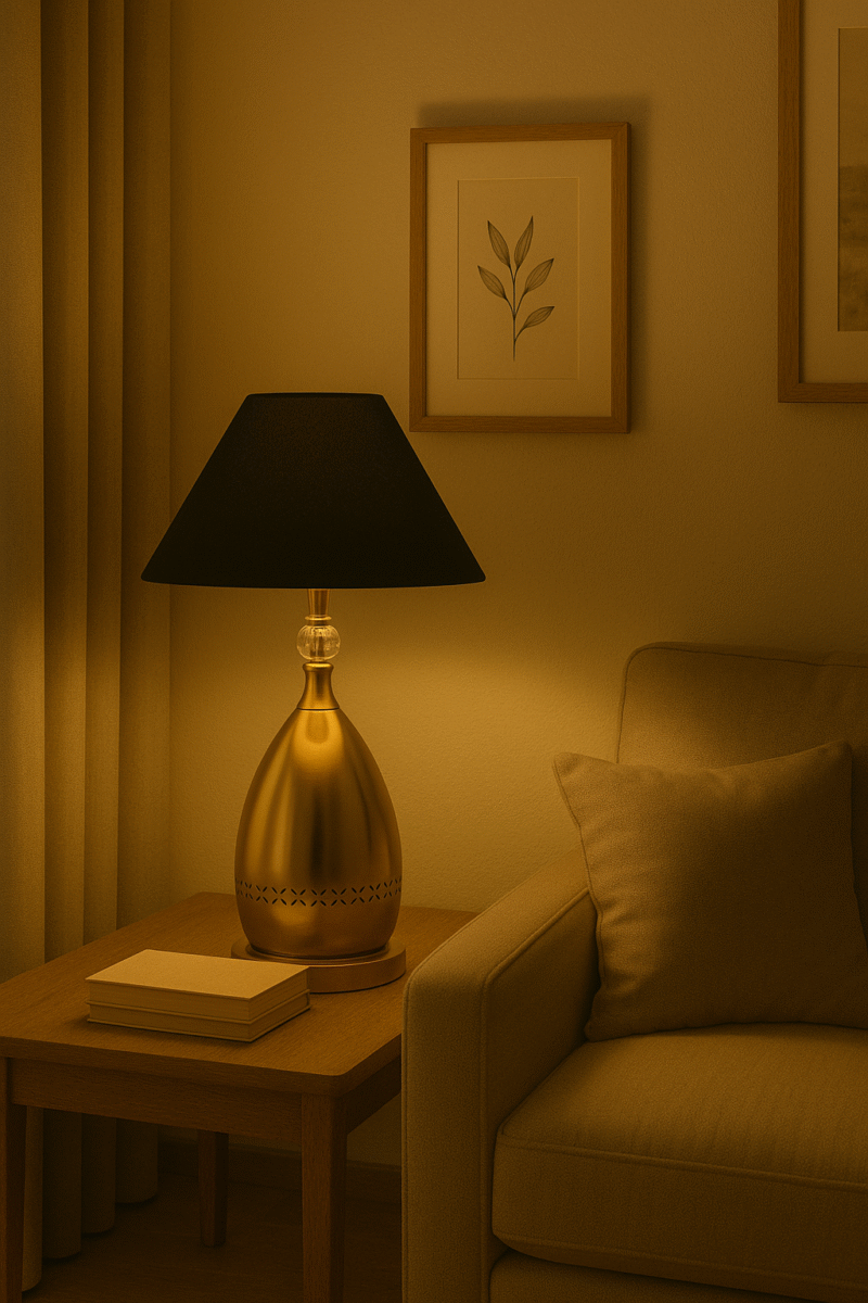 BENE Florida Table Lamp MS 48 cm, (Golden, Pack of 1 Pc)