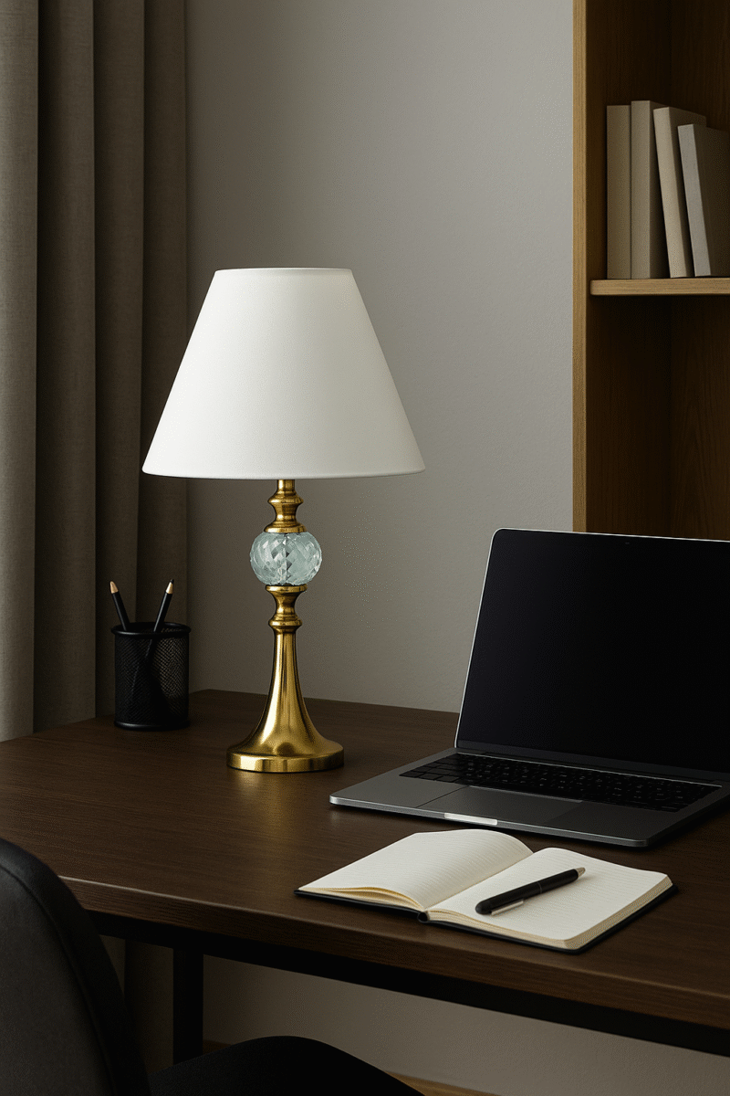 BENE Fondi Table Lamp MS 38 cm, (Golden, Pack of 1 Pc)