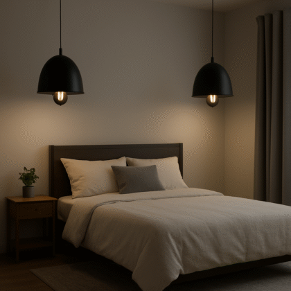 BENE Hazel Pendant Lamp MS 23 cm, (Black, Pack of 2 Pc)