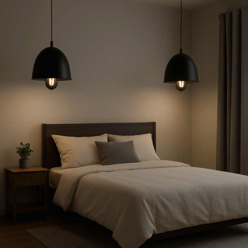 BENE Hazel Pendant Lamp MS 23 cm, (Black, Pack of 2 Pc)
