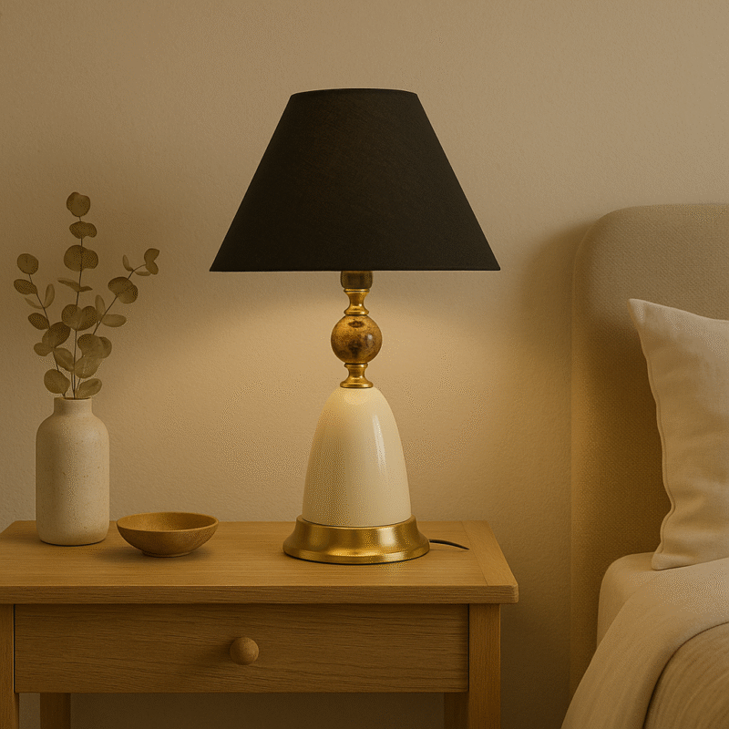 BENE Labis Table Lamp MS 43 cm, (Cream, Gold Pack of 1 Pc)