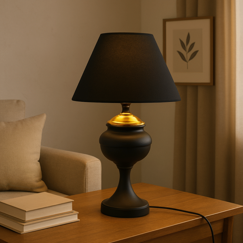 BENE Levin Table Lamp MS 38 cm, (Black, Pack of 1 Pc)