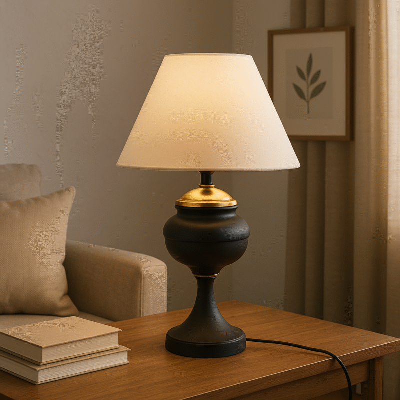 BENE Levin Table Lamp MS 38 cm, (Black, Pack of 1 Pc)