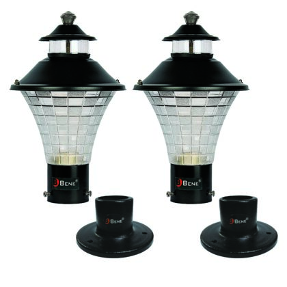 Bene Garden Light Geruit with Base Stand (Black, 18 Cms, Pack of 2 Pcs)